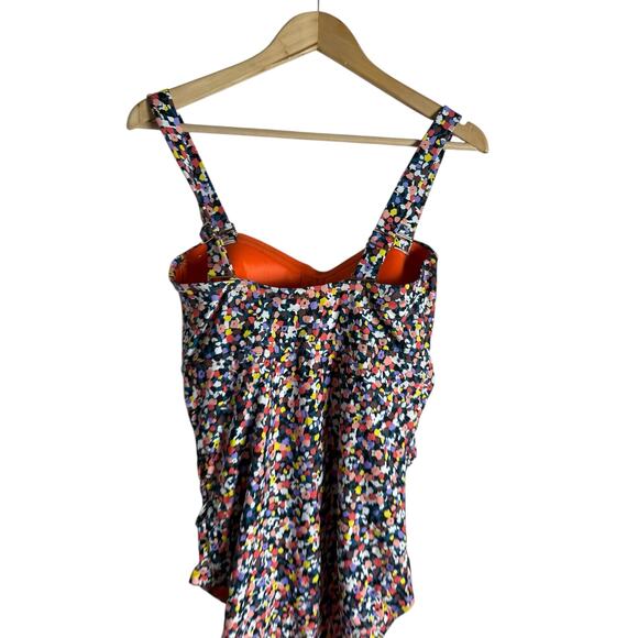 Anne Cole Twist Front Shirred Confetti Multicolor One Piece Swimsuit Plus 18W - Picture 11 of 12